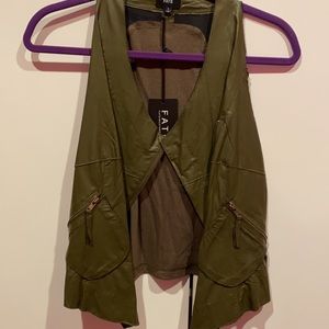 Army Green Leather Jacket Size L